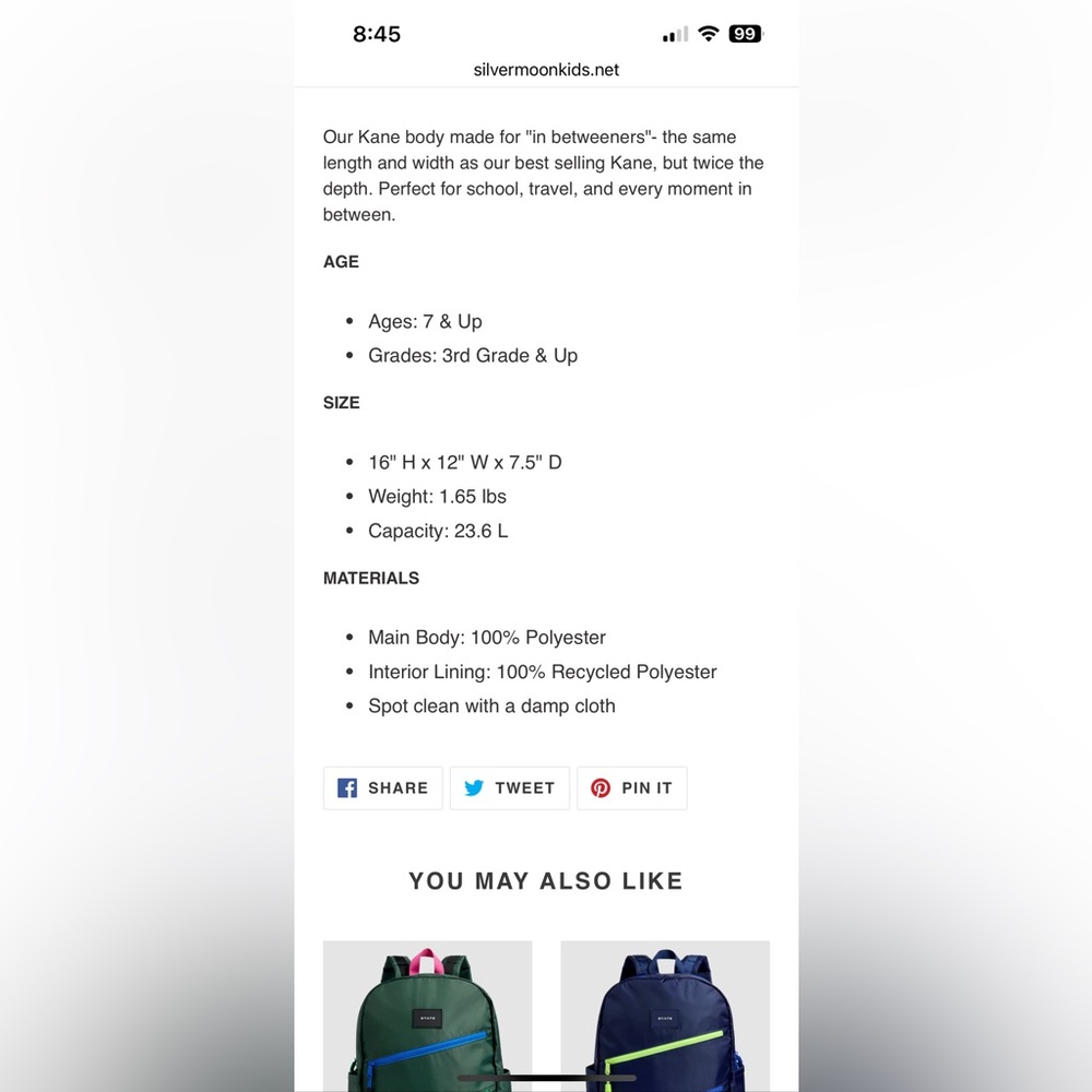 State Kane Kids Double Pocket Olive Backpack - Picture 6 of 9